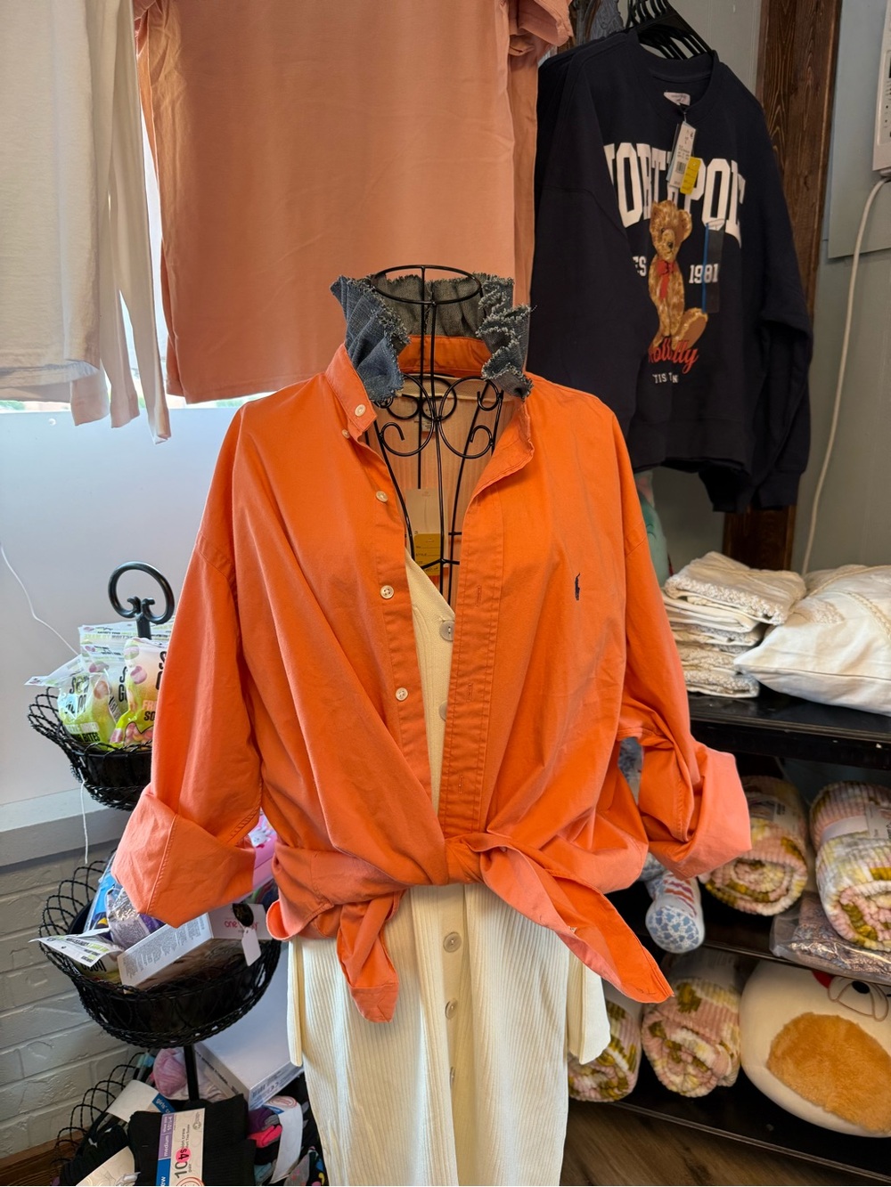 Repurposed Ralph Lauren Orange Button-Front Shirt